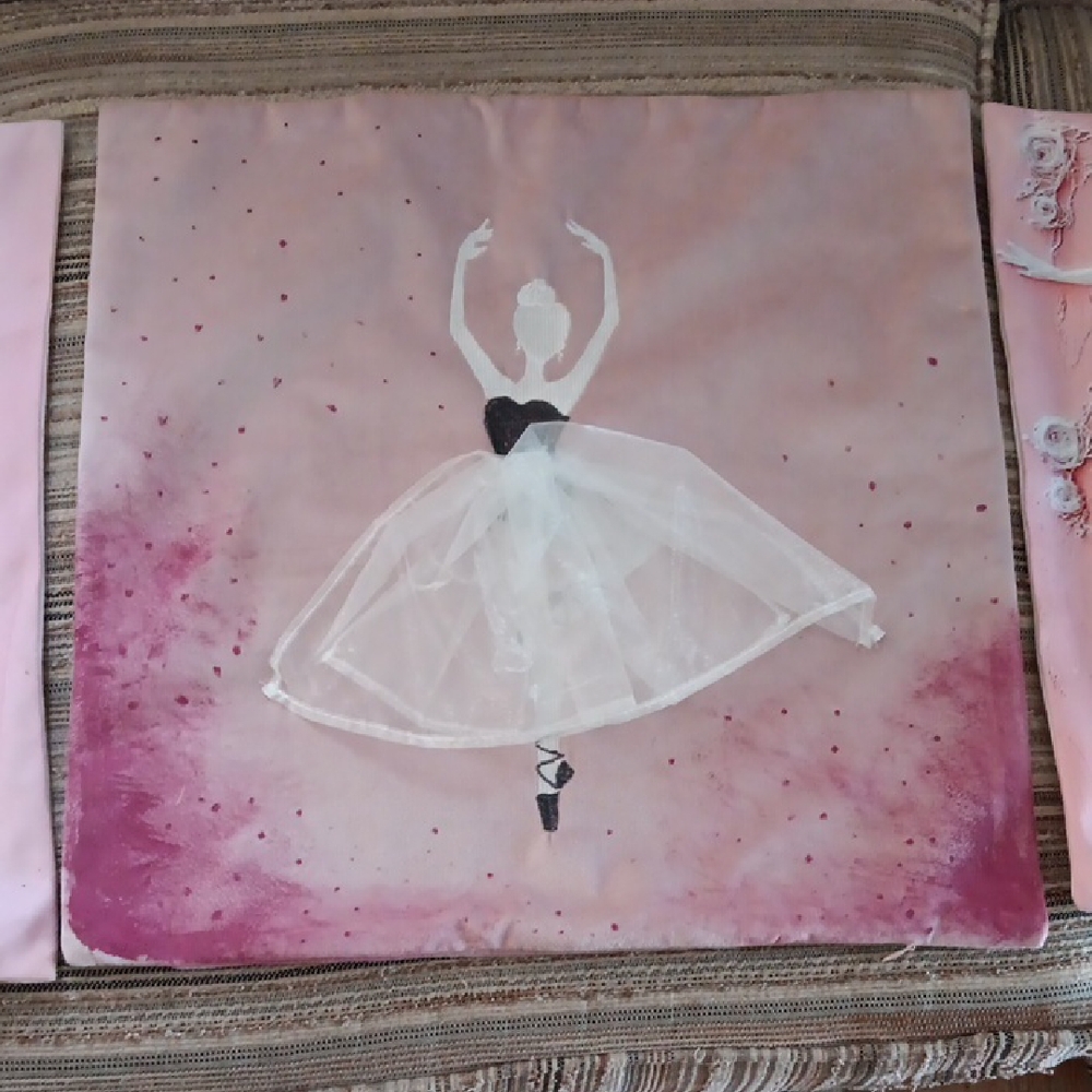 Pink Ballet Dancer Decorative Pillow Cover